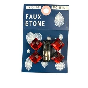 Simulated Garnet & Smoky Topaz Faux Stone Costume Jewelry Pendant for Necklace